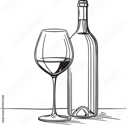 bottle and glass of red wine