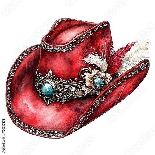 Feminine Cowboy Hats – Watercolor Western Hats with Silver Inlay, Turquoise Gems, Floral Details and Pastel Colors