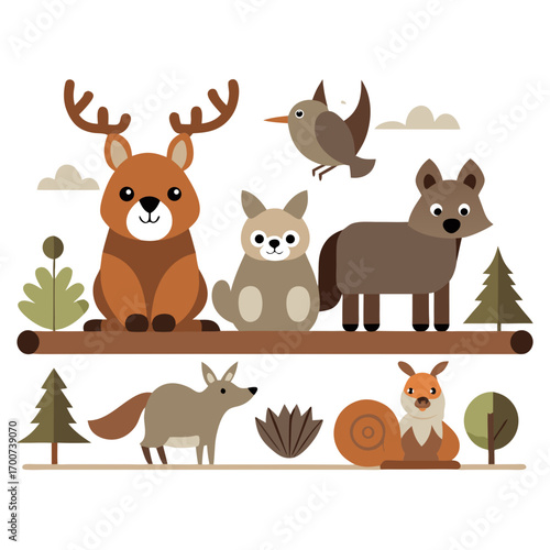 set of cartoon animals