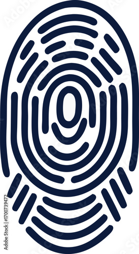 Fingerprint Scan Icon – Navy Blue Biometric Security Vector Illustration