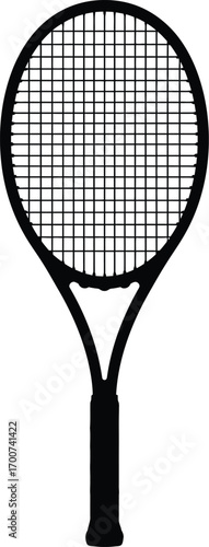 Tennis racket silhouette ready for competitive sports, perfect for illustrating fitness, active lifestyle, and athletic achievement with a clean and modern design