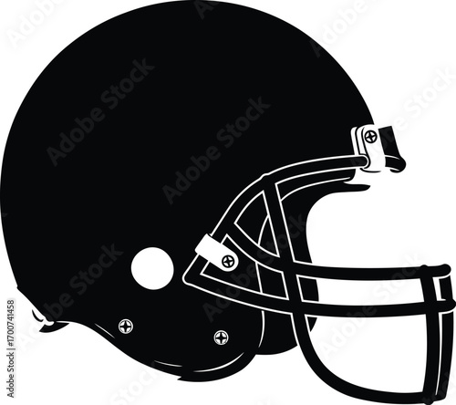 Bold black and white football helmet design, perfect for athletic branding, sports team logos, and championship event promotions, ready to inspire.