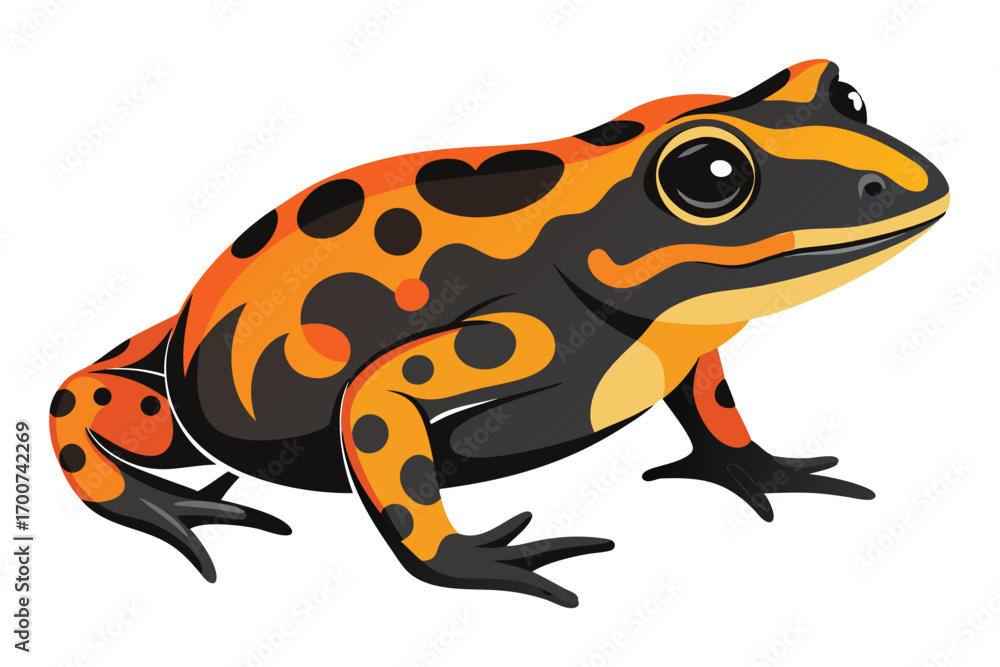 Fototapeta premium Vibrant Poison Dart Frog Illustration Showcasing Striking Black and Orange Pattern A Colorful Amphibian Design For Nature Enthusiasts