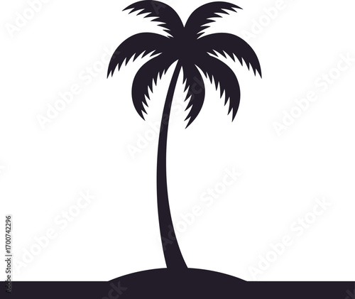 Tropical sunset scene with palm tree silhouette, perfect for vacation themes, travel blogs, or summer-themed designs with vibrant colors