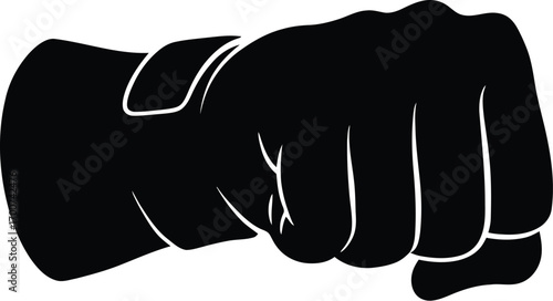 Powerful black fist silhouette expressing strength, solidarity, and determination for impactful design projects, perfect for conveying bold messages