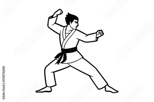 a martial artist in dynamic pose silhouette