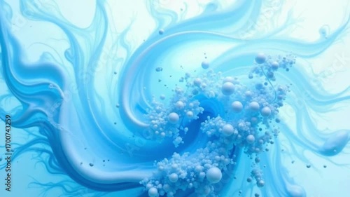 Blue liquid ink swirling and floating background texture 4k  
