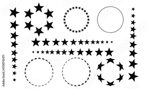 black stars circle set on transparent background. Suitable for any design vector template
