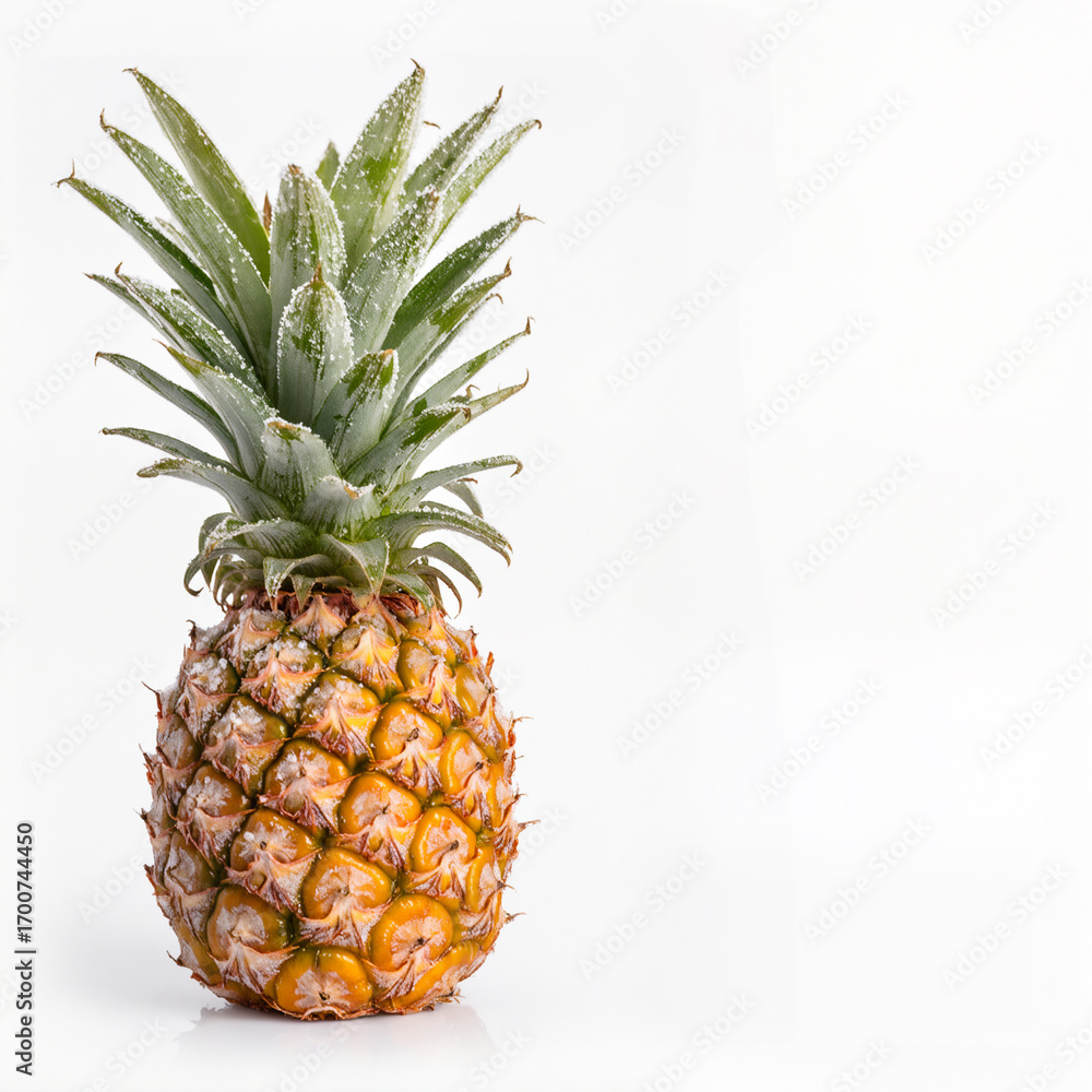 Fototapeta premium Fresh pineapple stands in solitude against a bright backdrop