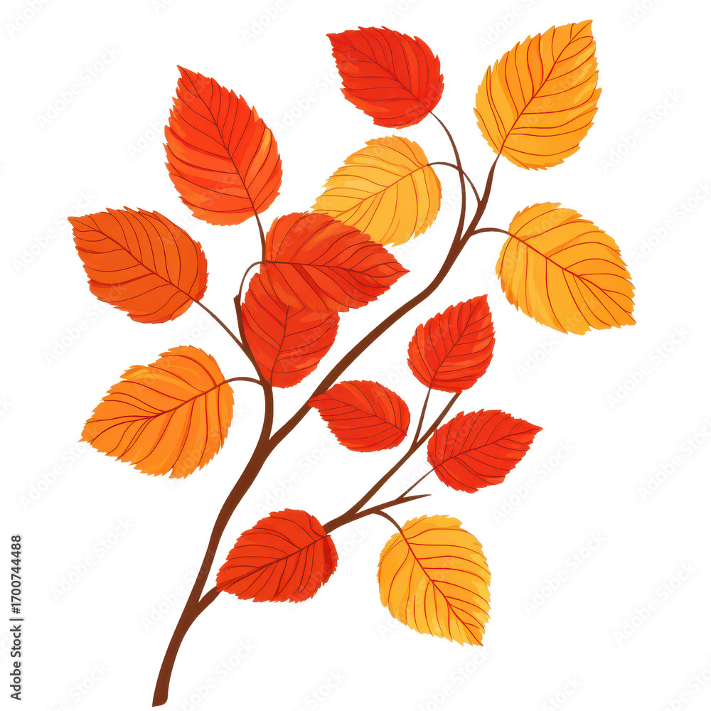 Obraz premium Tree sprigs with foliage in autumn season. Fall nature decoratio