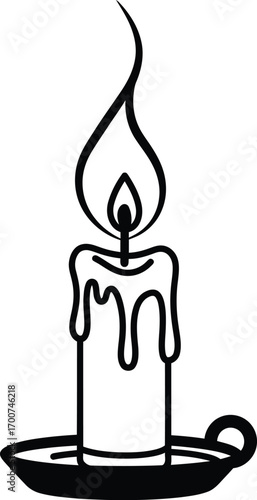 Elegant candle flame flickering softly in the dark, a symbol of hope, remembrance, and quiet reflection, perfect for spiritual or cozy designs