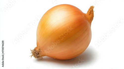 Wallpaper Mural A fresh, unpeeled onion with a smooth, shiny orange skin is depicted against a white background, ideal for culinary, nutrition, or gardening themes, enhancing recipes or articles on healthy eating, Torontodigital.ca