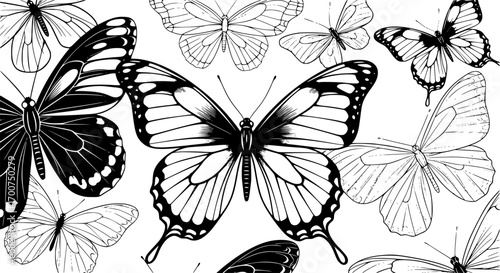 Black butterflies pattern butterfly insect