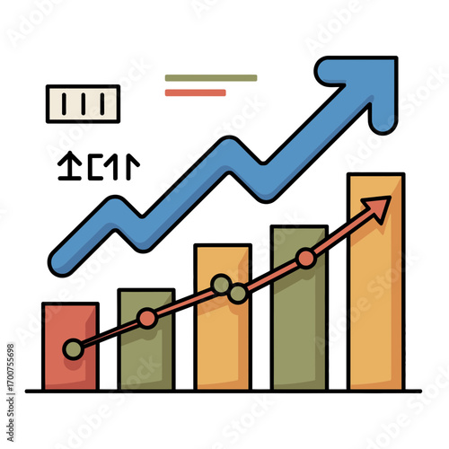 Scalable vector illustration of upward trend and financial growth chart icon white background