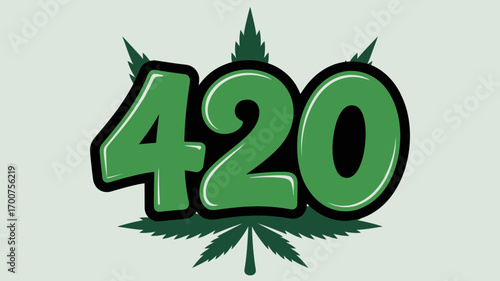 Green 420 symbol with marijuana leaf vector illustration scalable graphic art white background