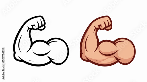 Bicep muscle flexing vector graphics strength fitness icon illustration scalable white background
