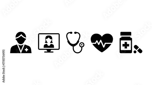 Set of medical healthcare icons vector illustration for digital and print projects white background
