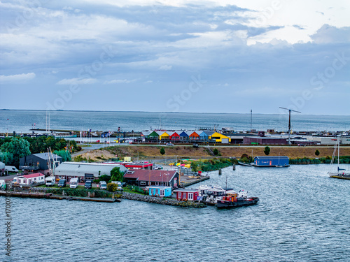 Landscape of The Dutch Coastside in Sunset Hours, Lauwersoog The Netherlands