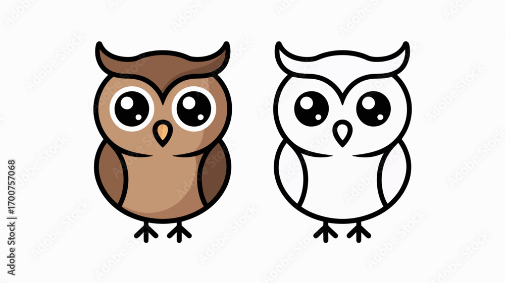 Fototapeta premium Charming cartoon owl vector illustration scalable art for creative projects white background