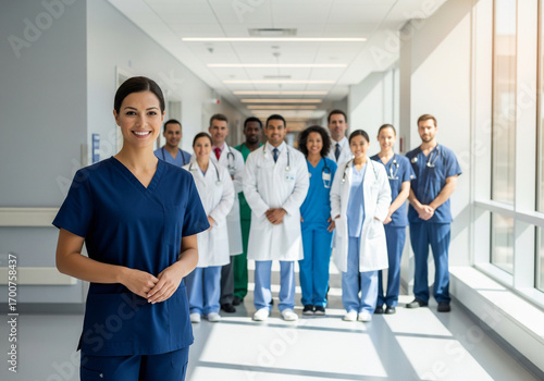 Professional Doctors and Nurses Collaborating in Hospital, Emergency Teamwork and Training Environment for emergency care promotion, medical teamwork visuals, hospital recruitment campaign, healthcare