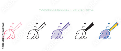 Witch Broomstick icon design with white background stock illustration
