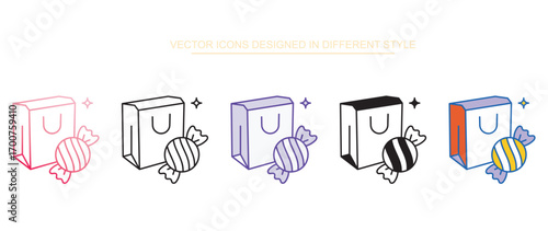 Halloween Candy Bag icon design with white background stock illustration