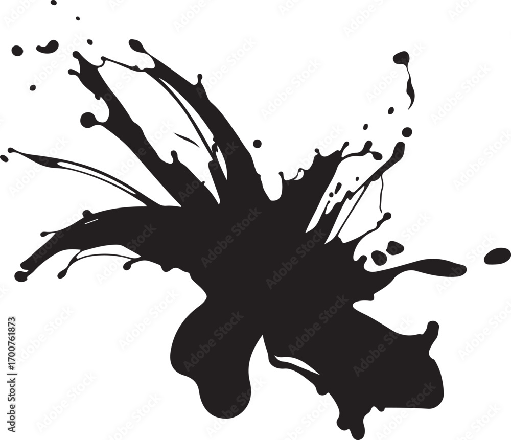 Obraz premium Black ink splash splatter abstract shape vector