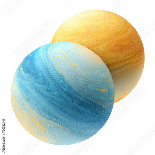 Colorful Abstract Representation of Two Celestial Bodies in Space