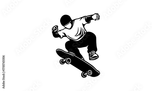 vector silhouette of a skateboarder doing tricks on a skateboard