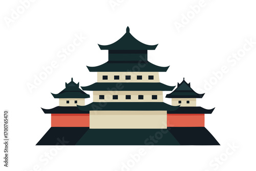 Asian style pagoda building illustration transparent background