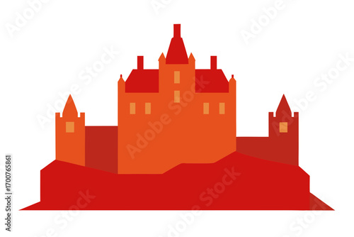 Red castle silhouette isolated transparent background design element