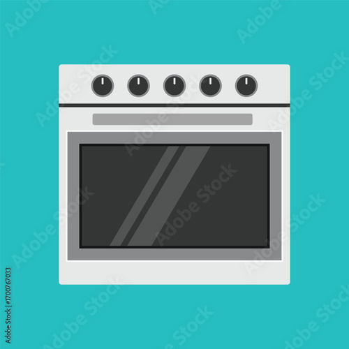 Electric oven flat vector illustration on a blue background