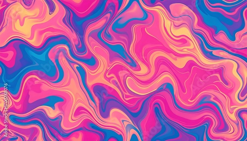 Vibrant, swirling abstract design showcasing a blend of vibrant pink, blue, and orange hues.