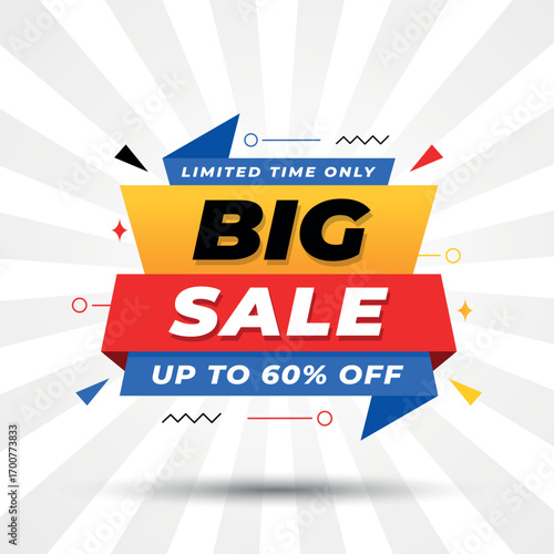 big sale banner design with 60% off