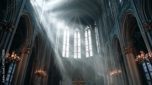 Wallpaper Mural Sunlight shining through the tall gothic windows of a cathedral interior. Torontodigital.ca