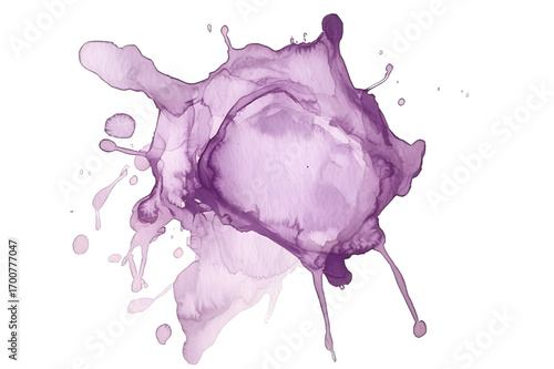 Abstract swirling purple and white liquid splash frozen in motion creating a dynamic and energetic artistic explosion isolated on transparent background