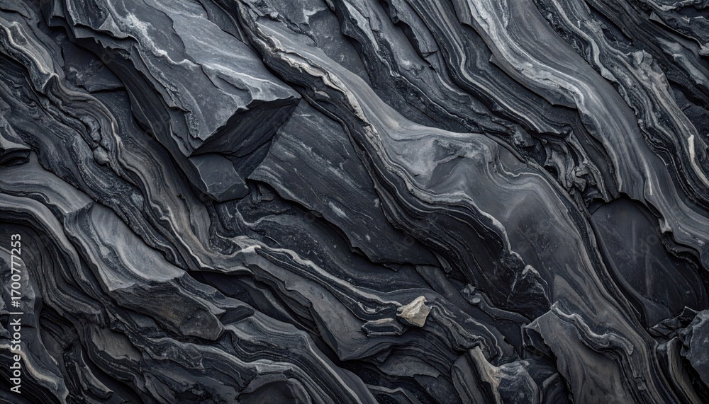 Obraz premium Dark Gray Rock Layers with Intricate Patterns.