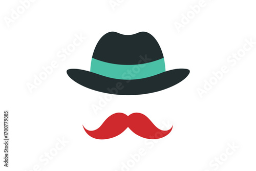 Silhouette of a Gentleman with a Fedora Hat and Red Mustache