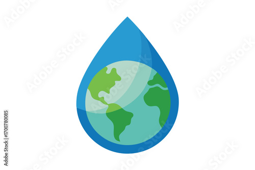 Water drop encompassing the earth showcasing water resource and conservation needs