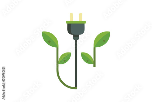 Illustration depicting a fusion of electrical power with natural green energy concept