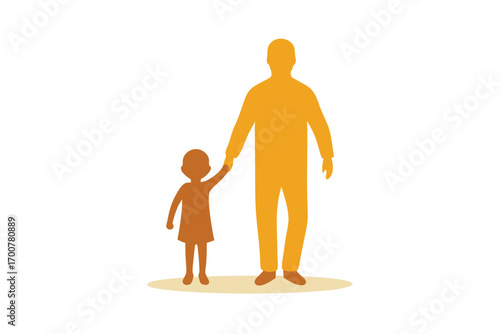 A heartwarming illustration of a father and daughter walking hand in hand