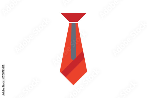 Modern Stylish Red Necktie with Geometric Elements on a White Background