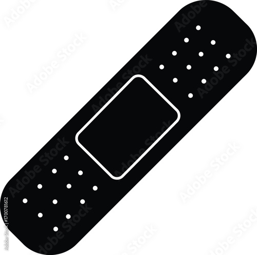 Black bandage plaster vector icon medical first aid injury wound care scalable graphic