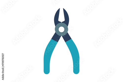 Isolated blue handled pliers tool for gripping cutting or crafting on white