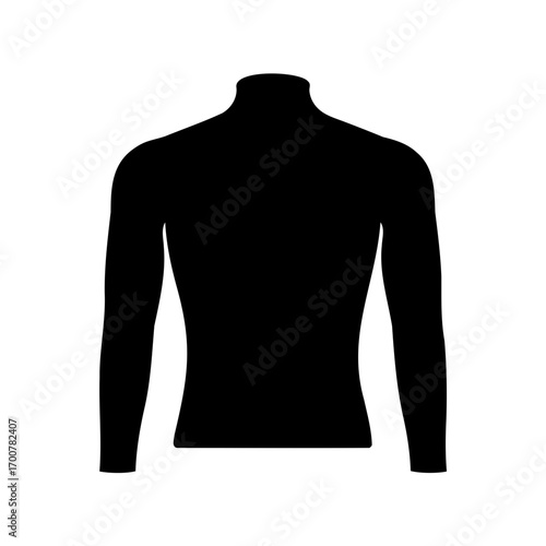 Black long sleeved turtleneck shirt silhouette for clothing design projects illustration