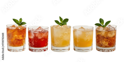 Vibrant Cocktails: A visually stunning array of refreshing cocktails. Each glass is meticulously crafted, promising an explosion of flavor and a delightful sensory experience.
