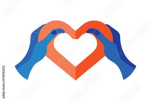 Hands forming heart shape, showing love and caring for someone special