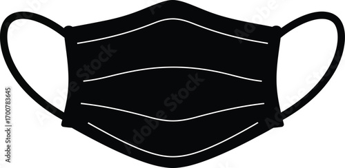 Simple black face mask vector illustration scalable healthcare protection icon eps