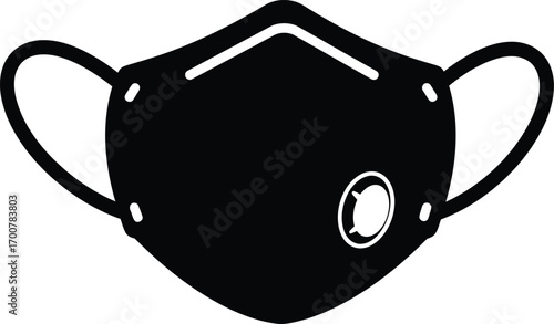 Vector illustration of a black protective face mask icon scalable eps graphic