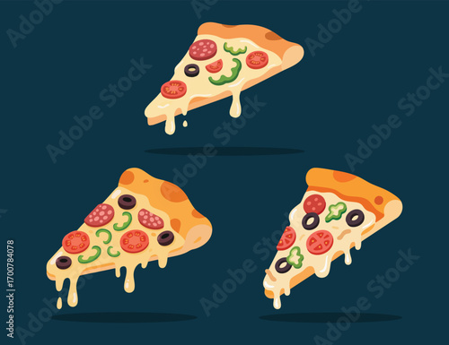cartoon illustration of melting pizza design template